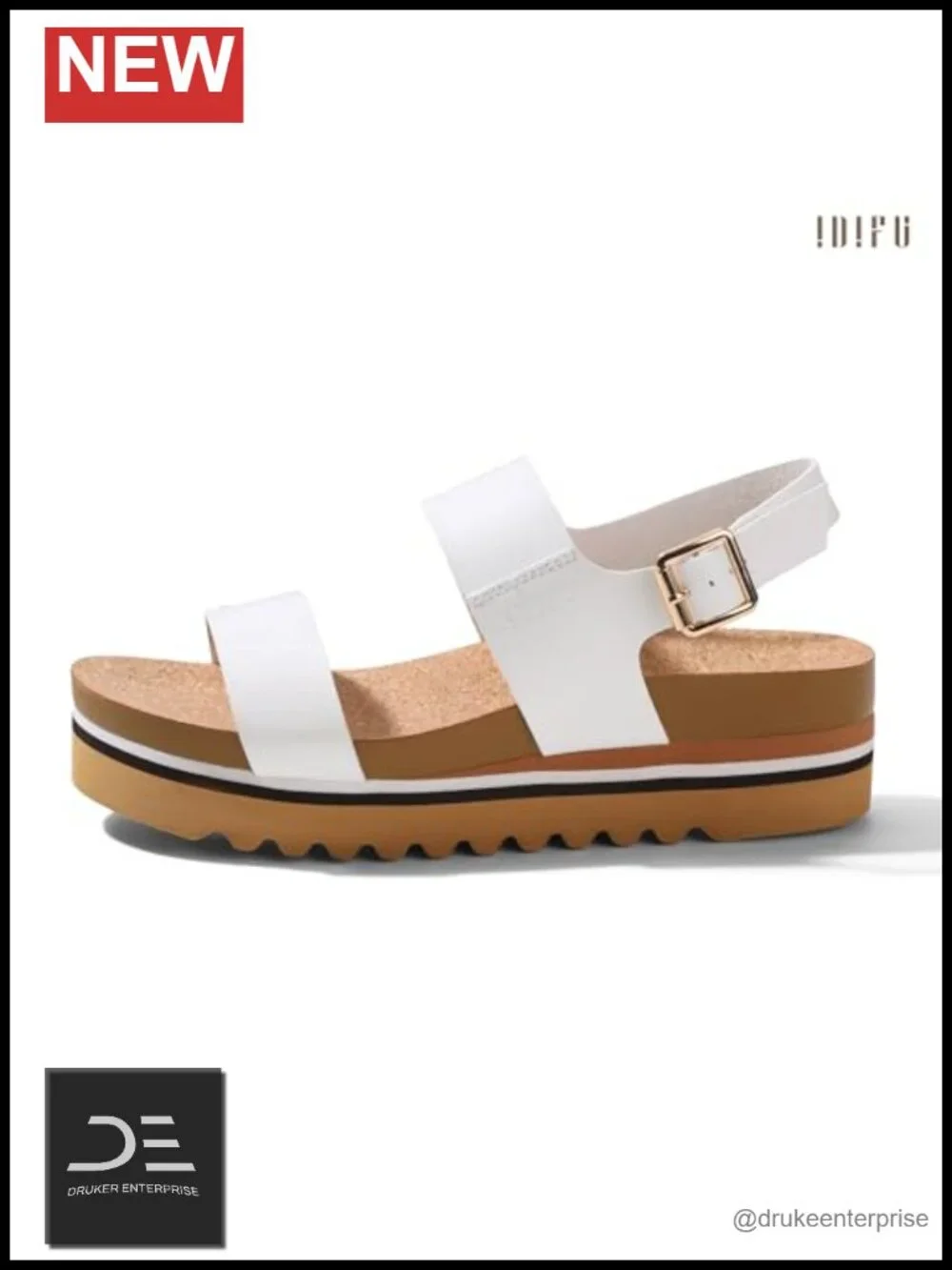 Platform Sandals with Arch Support and Adjustable Ankle Strap, Cushioned